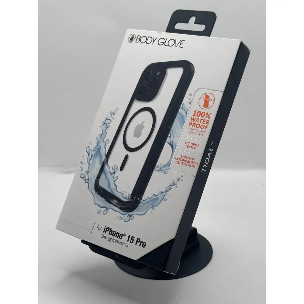 Body Glove Tidal Waterproof Case iPhone 15 Pro Clear/Black MagSafe NWT MSRP: $50
